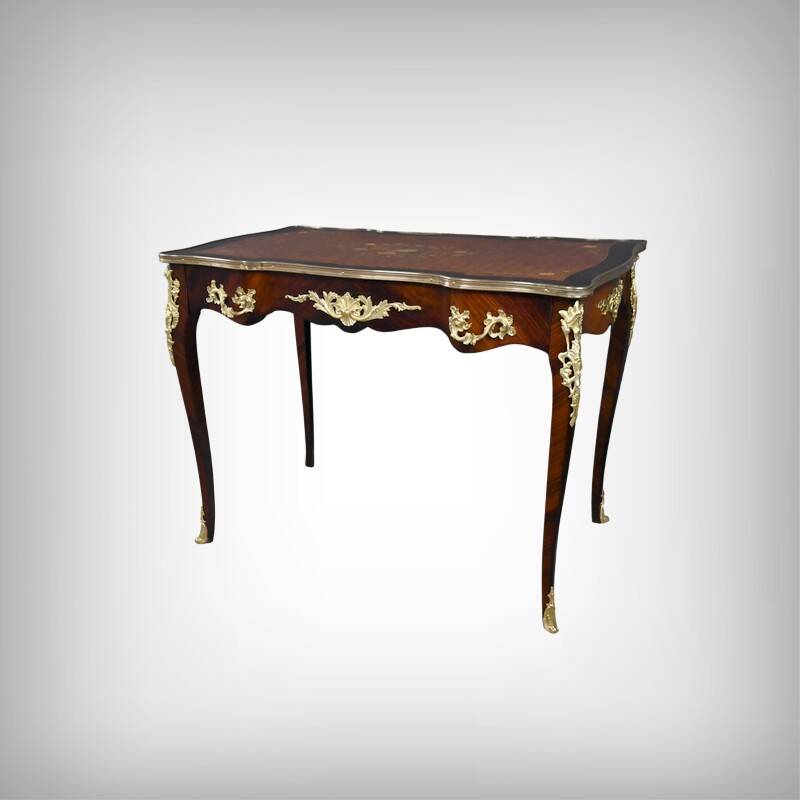 Rosewood, mahogany, and rosewood desk-table, Louis XV style – early 20th century.