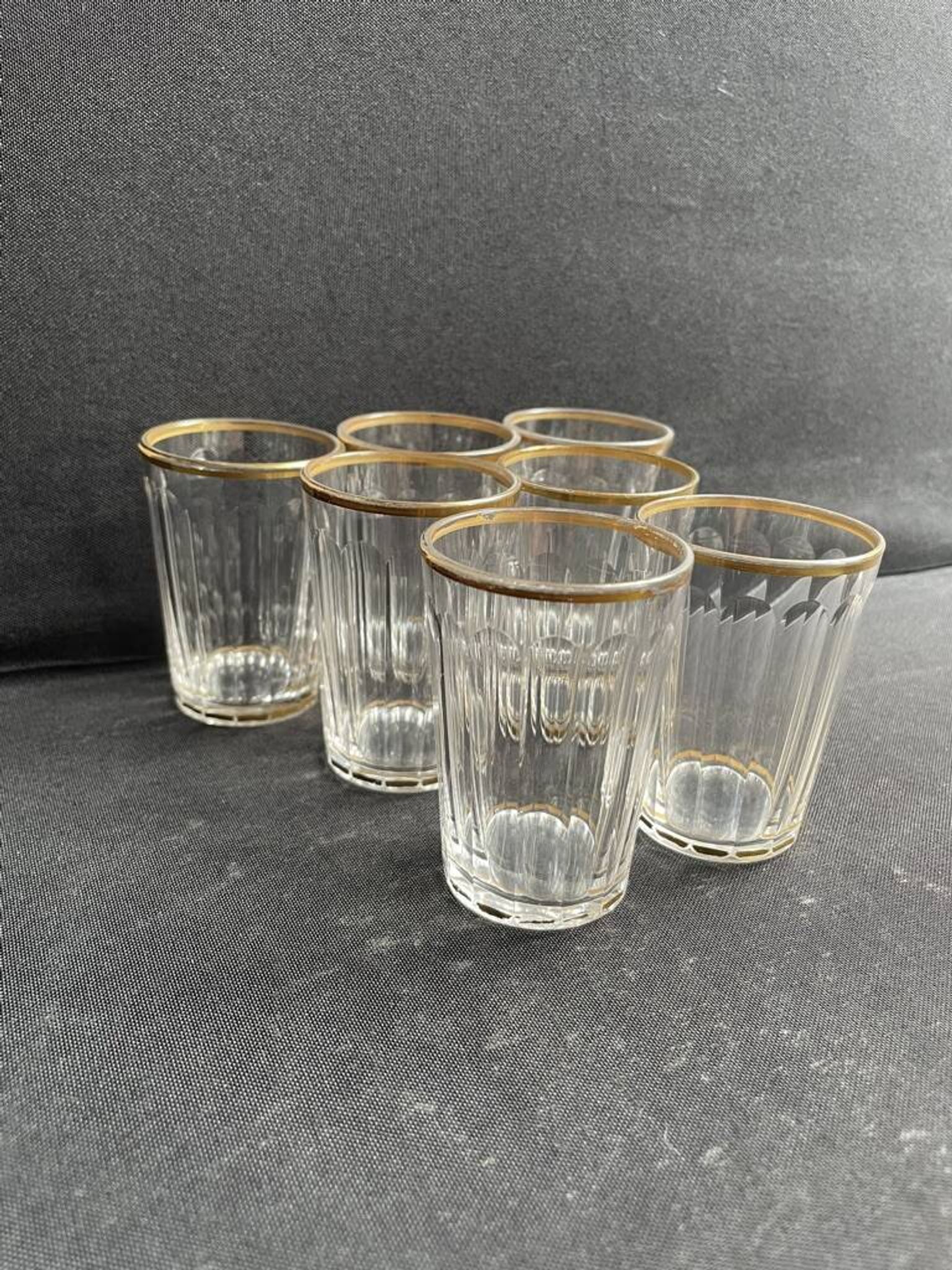 7 gobelets Baccarat service Chicago taille 6410 dorés