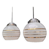 Pair of opaline pendant lights