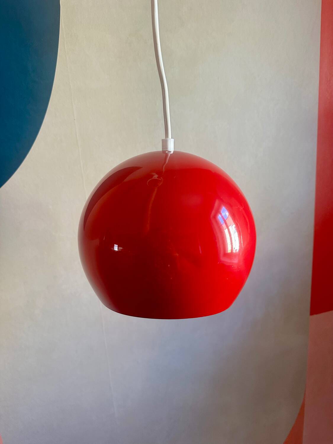 Vintage 70s red ball chandelier