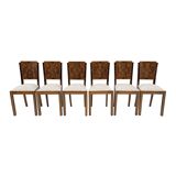 Six Art Dèco Italian Walnut Dining Chairs, 1940s