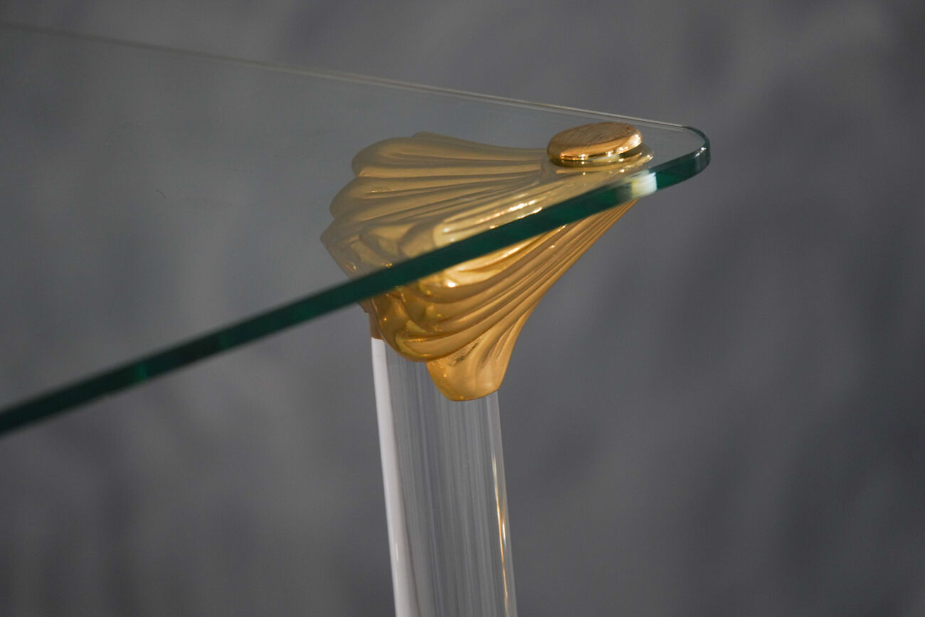 Vintage brass and lucite serving trolley, France 1960s