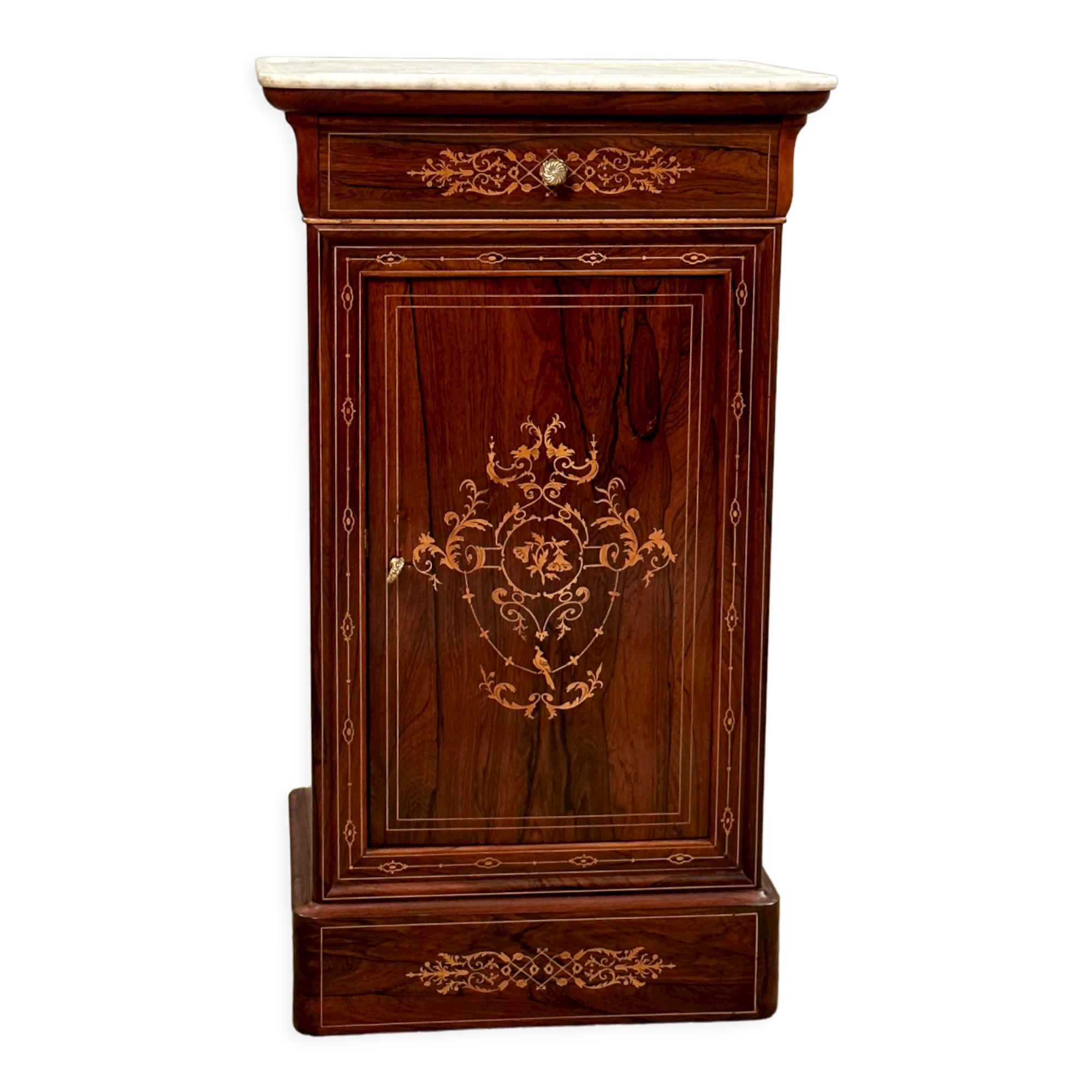 Bedside of the period Charles X in marquetry XIXth