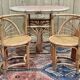 Bamboo and rattan living room set, 1 table and 2 chairs - 70s