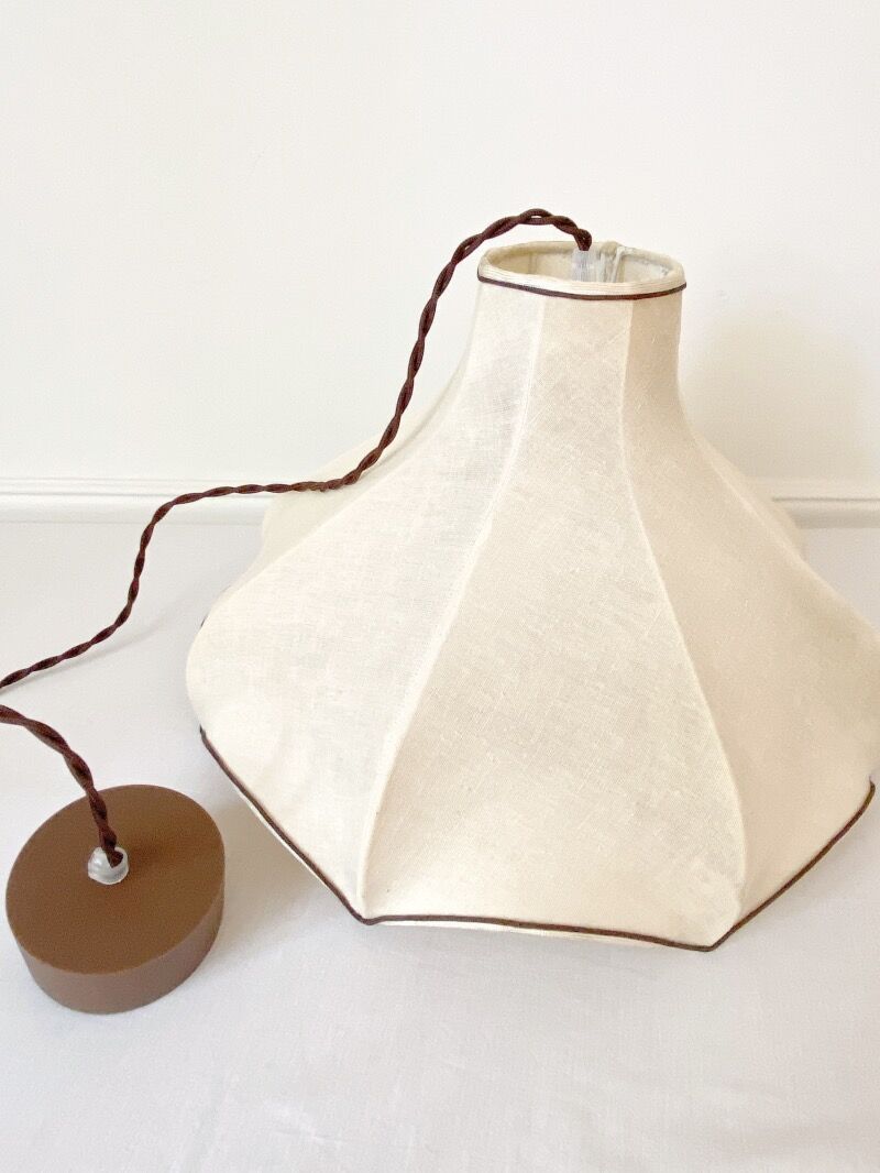 Hanging lamp in beige and brown fabric