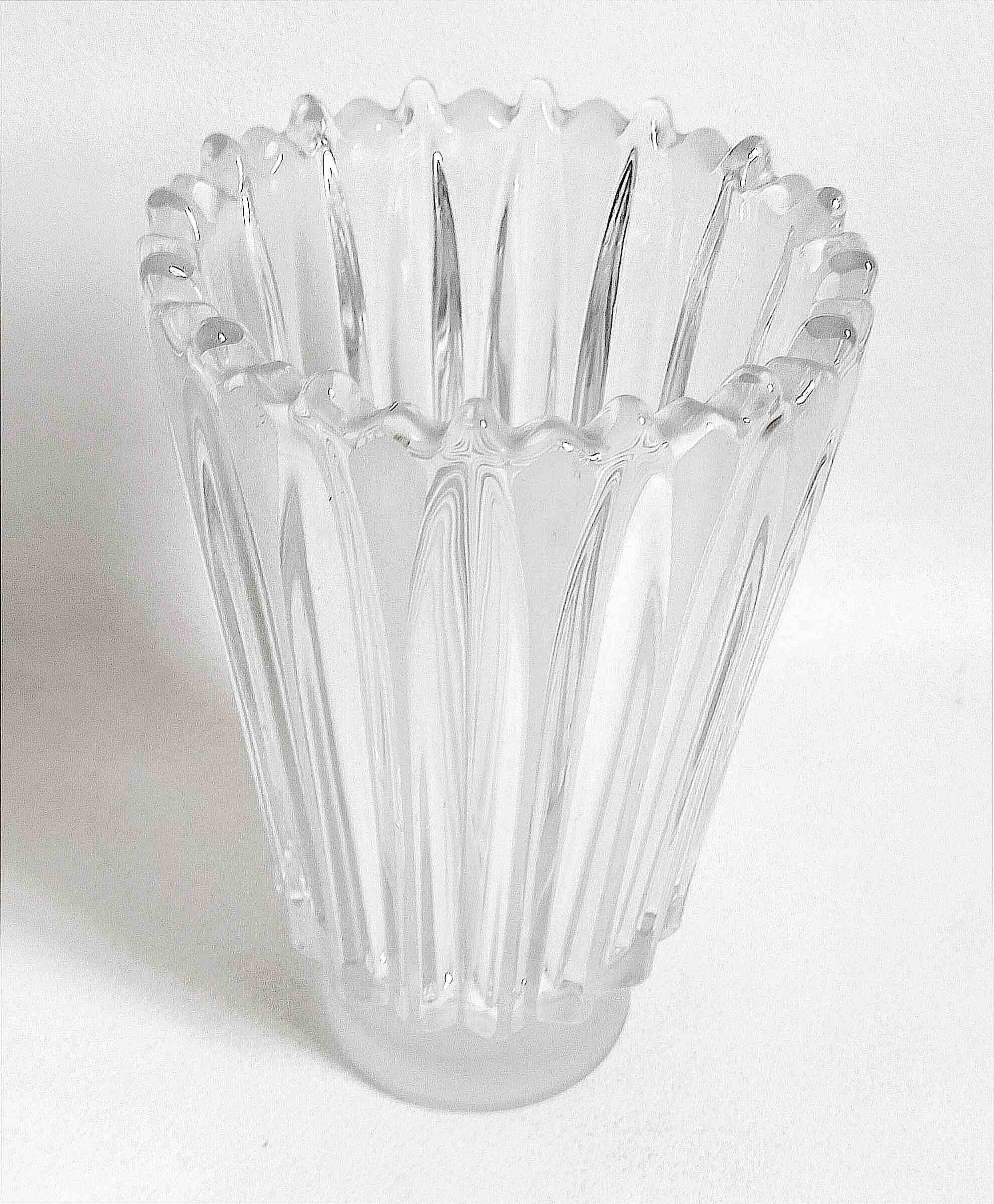 Molded pressed glass vase 1960s Height 22 cm