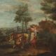 Old painting landscape with figures, oil on canvas '700
