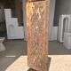 Rectangular Indonesian construction element with blue and yellow plant in carved wood