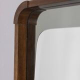 VINTAGE 1960S WALL MIRROR IN WOOD AND SMOKED GLASS, ITALIAN DESIGN