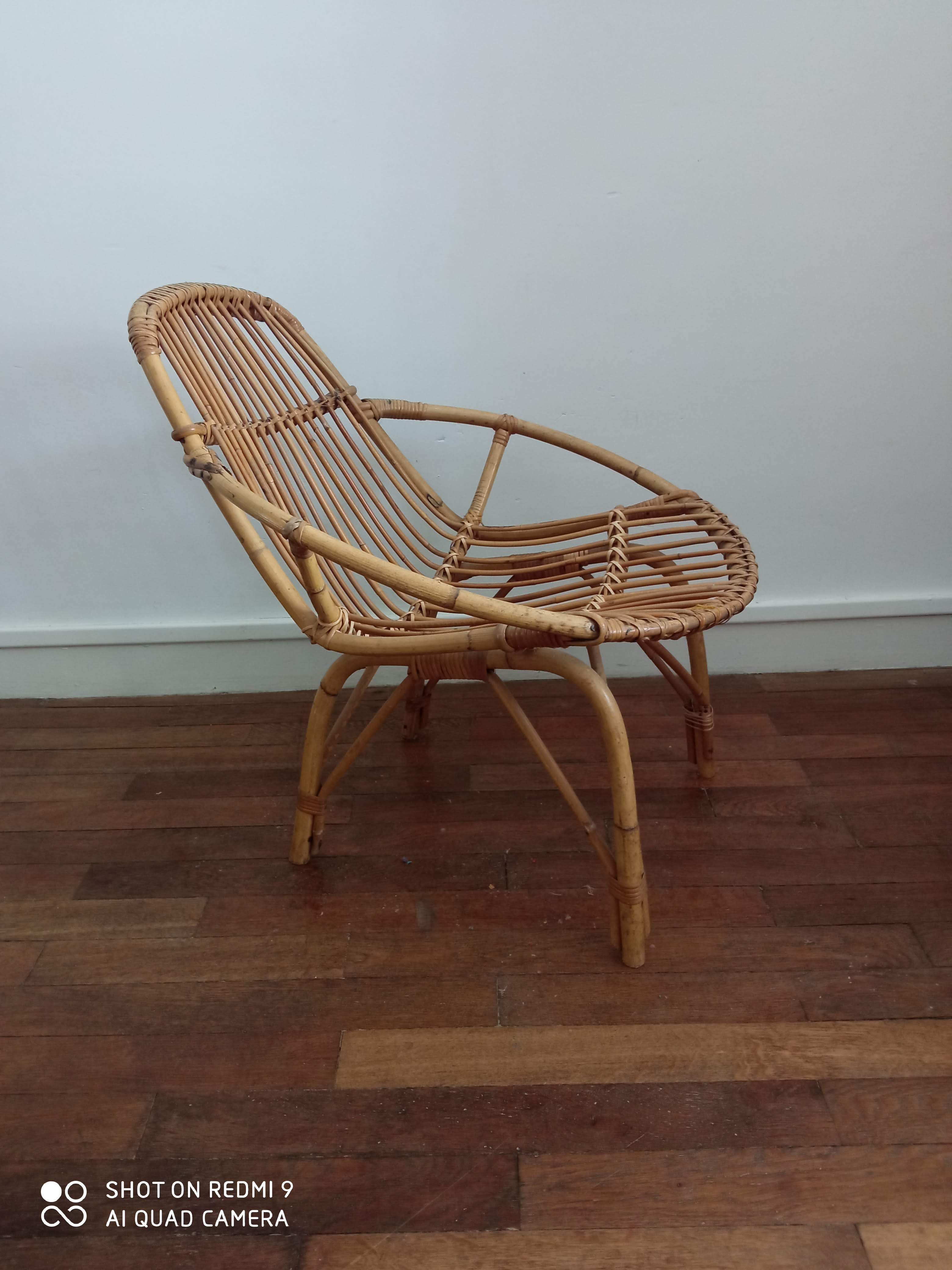 Vintage rattan armchair