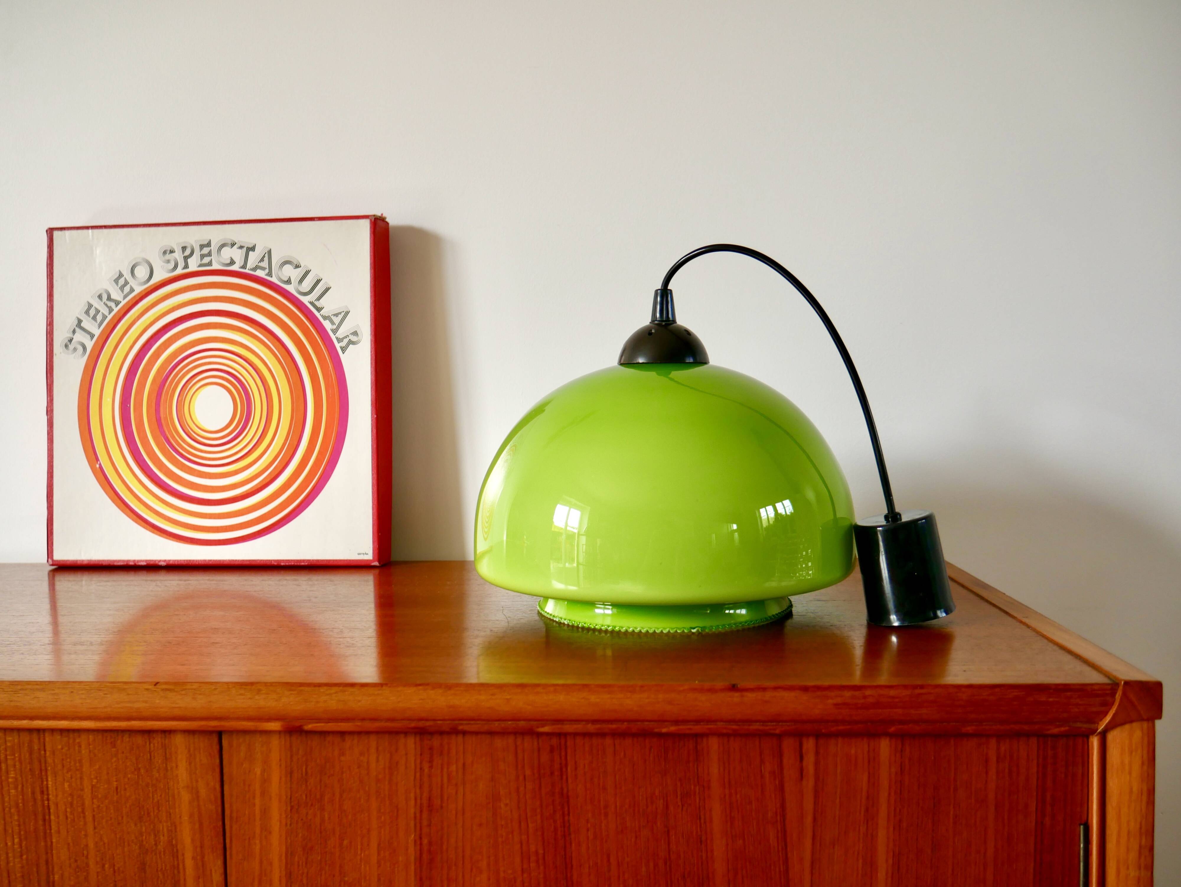 Suspension in green opaline mushroom design 60s-70s