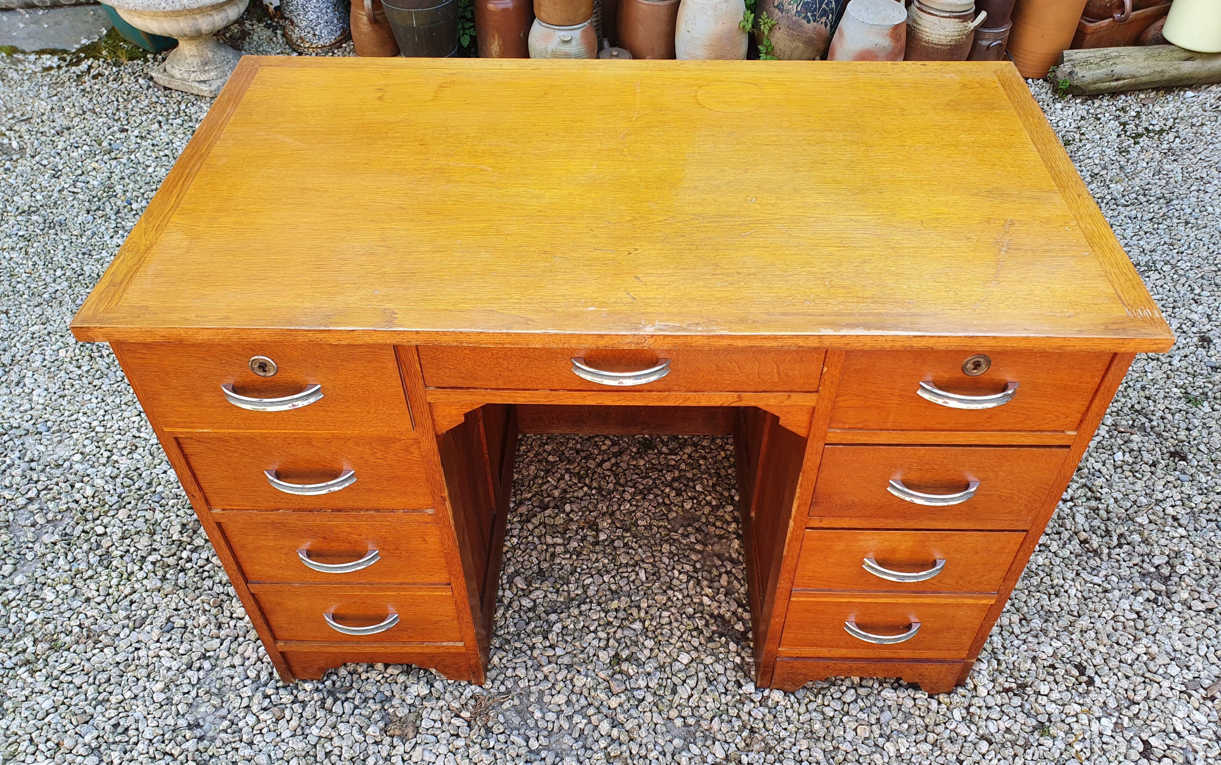 Vintage desk with double oak boxes