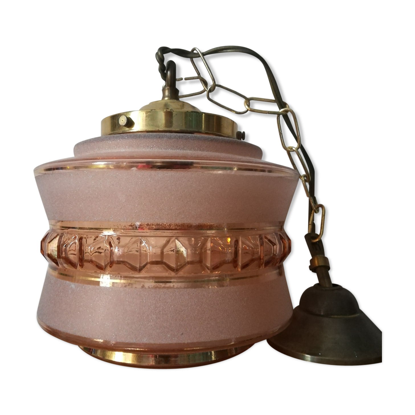 Hanging lamp in granite glass 1950