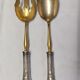 Salad spoon and fork, solid silver handle by emile puiforcat empire style "swan"