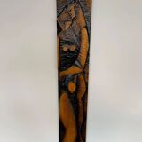 Big midcentury design wall wood decoration / lovers, 1960s, Czechoslovakia