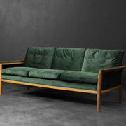 Vintage Mid-Century Modern Rosewood & Green Velour 3-Seater Sofa and Chair
