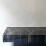 Table basse rectangulaire en résine marbre, design vers 1970