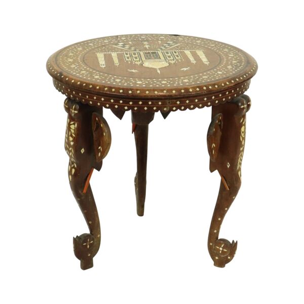 Table d'appoint anglo-indienne Taj Mahal, table de plante en teck, 41 cm