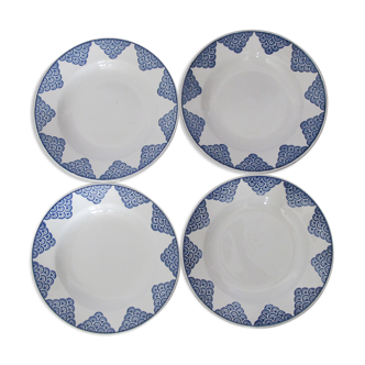 4 Assiettes creuses en faïence de Saint Amand