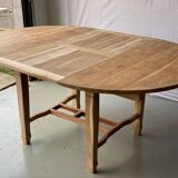 Refurbished Extendable Round Farmhouse Dining Table in Raw Solid Wood