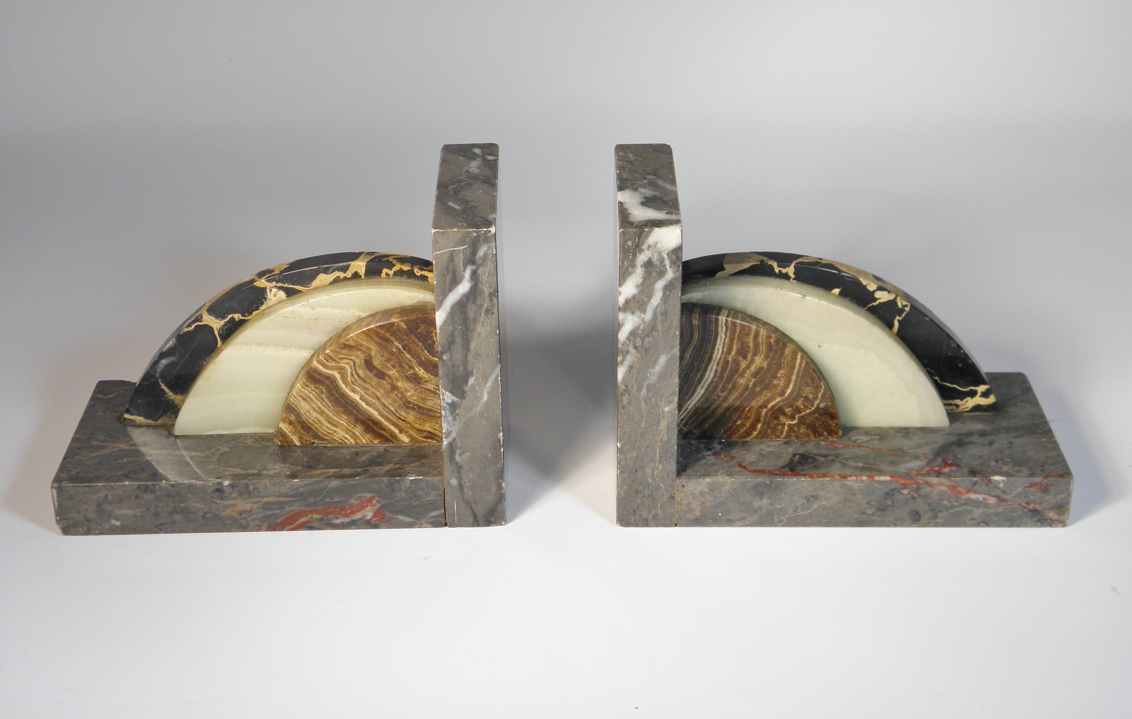 Marble and onyx bookends