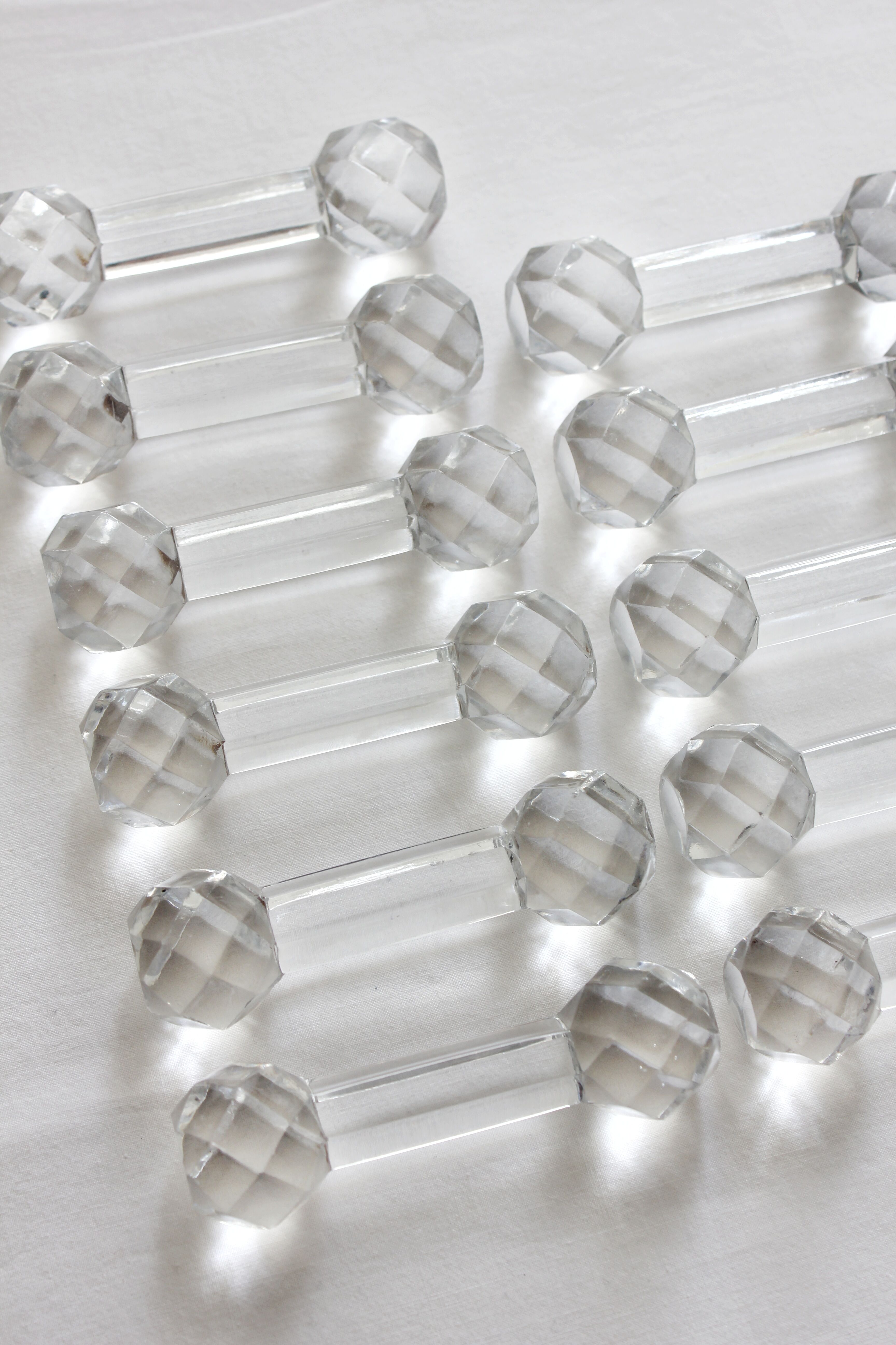 11 vintage faceted crystal knife holders