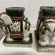 Pair of ceramic elephant plant stands polychrome sculpture - India