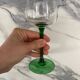 6 vintage green liqueur glasses from France