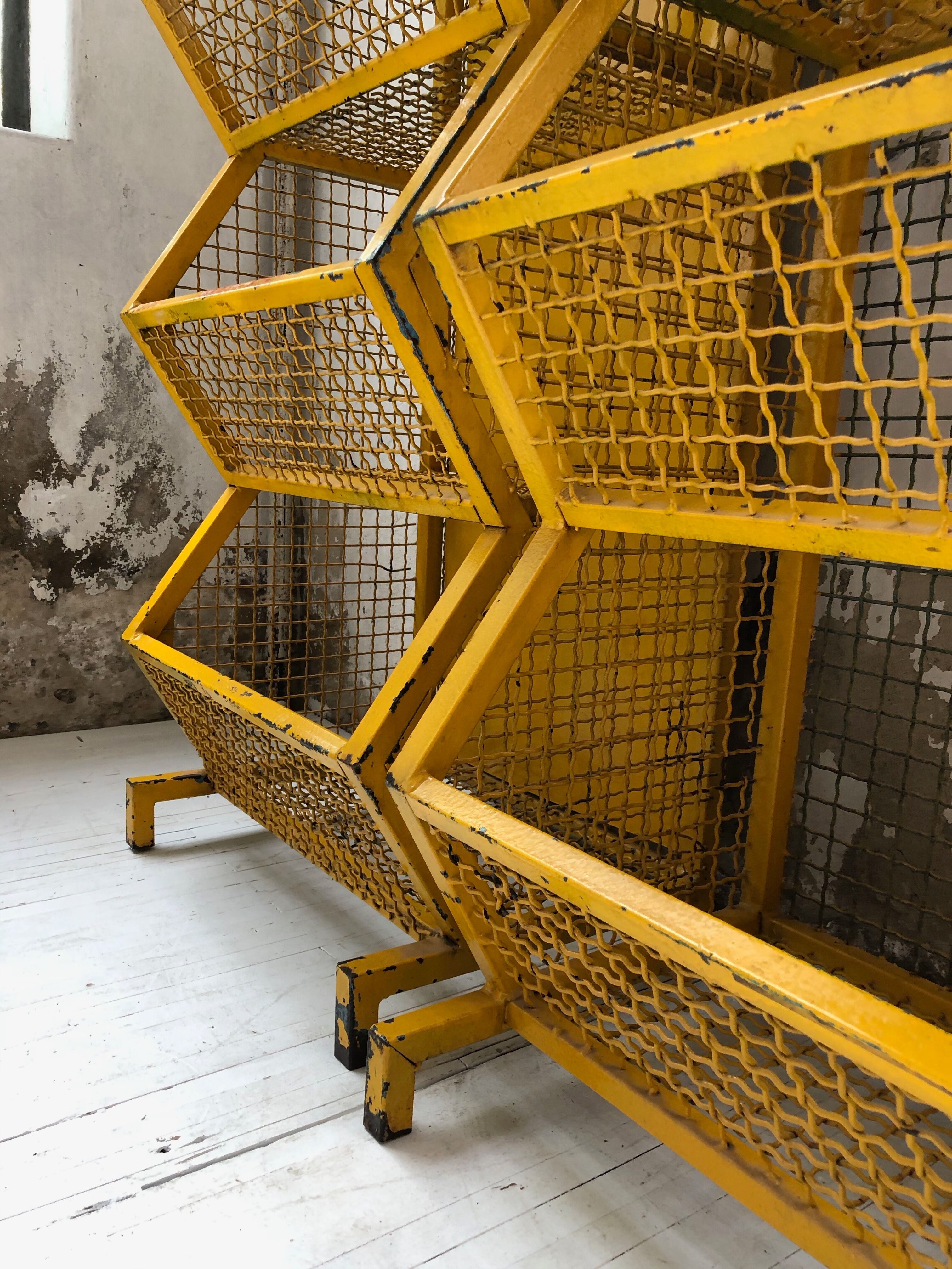 Industrial storage shelves yellow