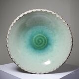 Large Westraven Utrecht vintage glazed terracotta fruit bowl from the 50s