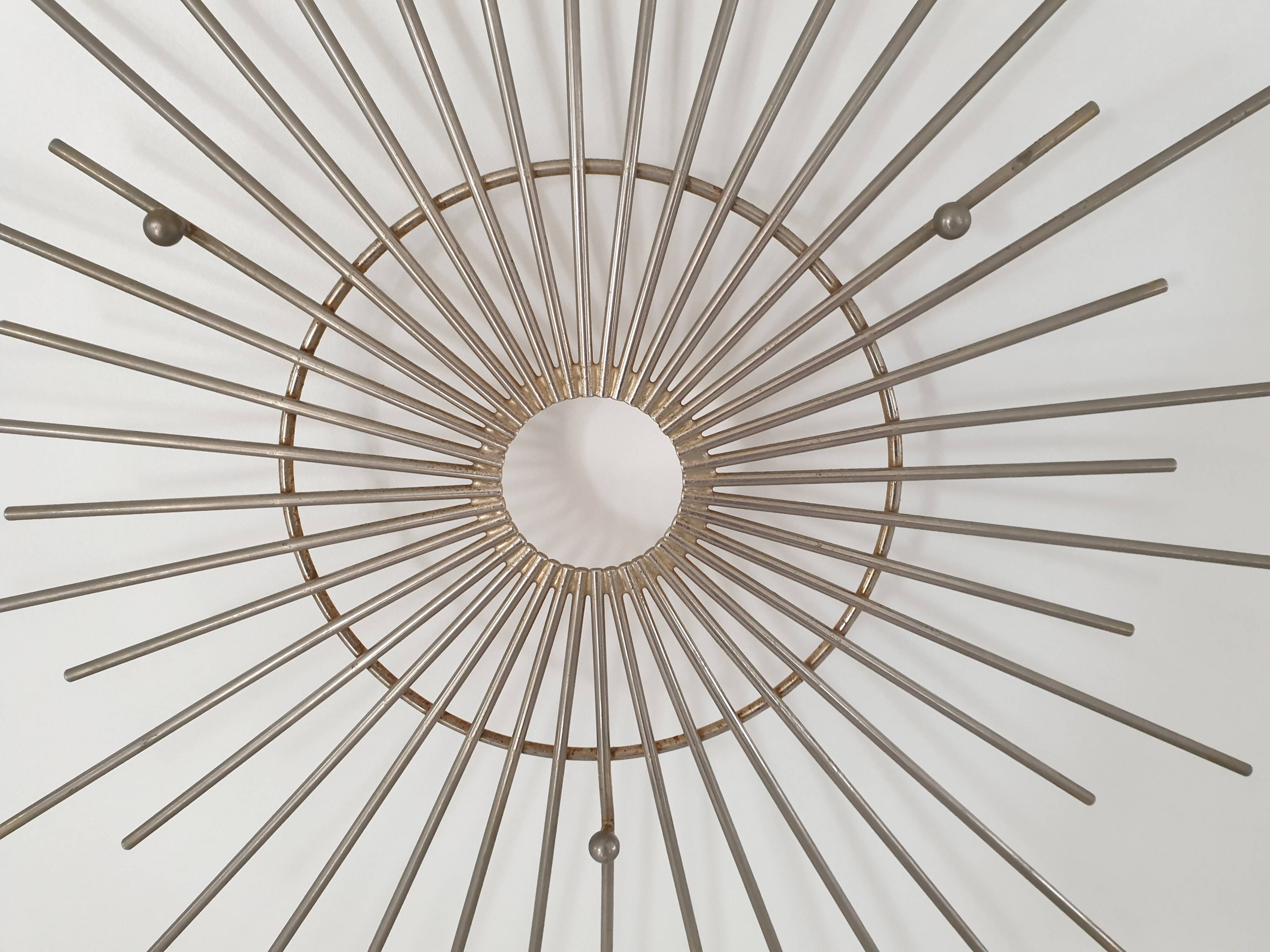 Metal sun mirror support height 70cm width 56cm - 60s