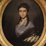 Portrait painting of a lady signed Johann Grund and dated 1869