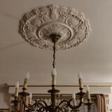 Lustre 8 lampes en bronze de style