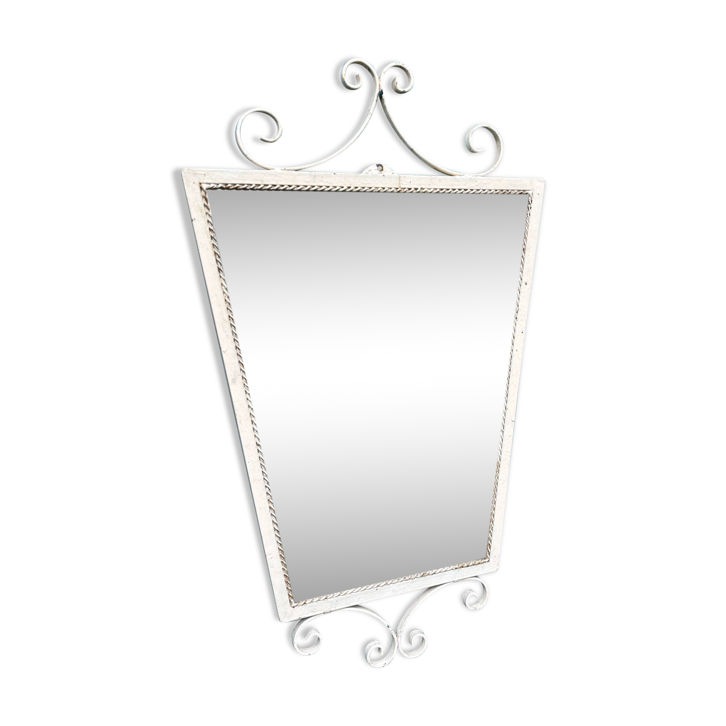 Vintage 1950s ivory metal mirror