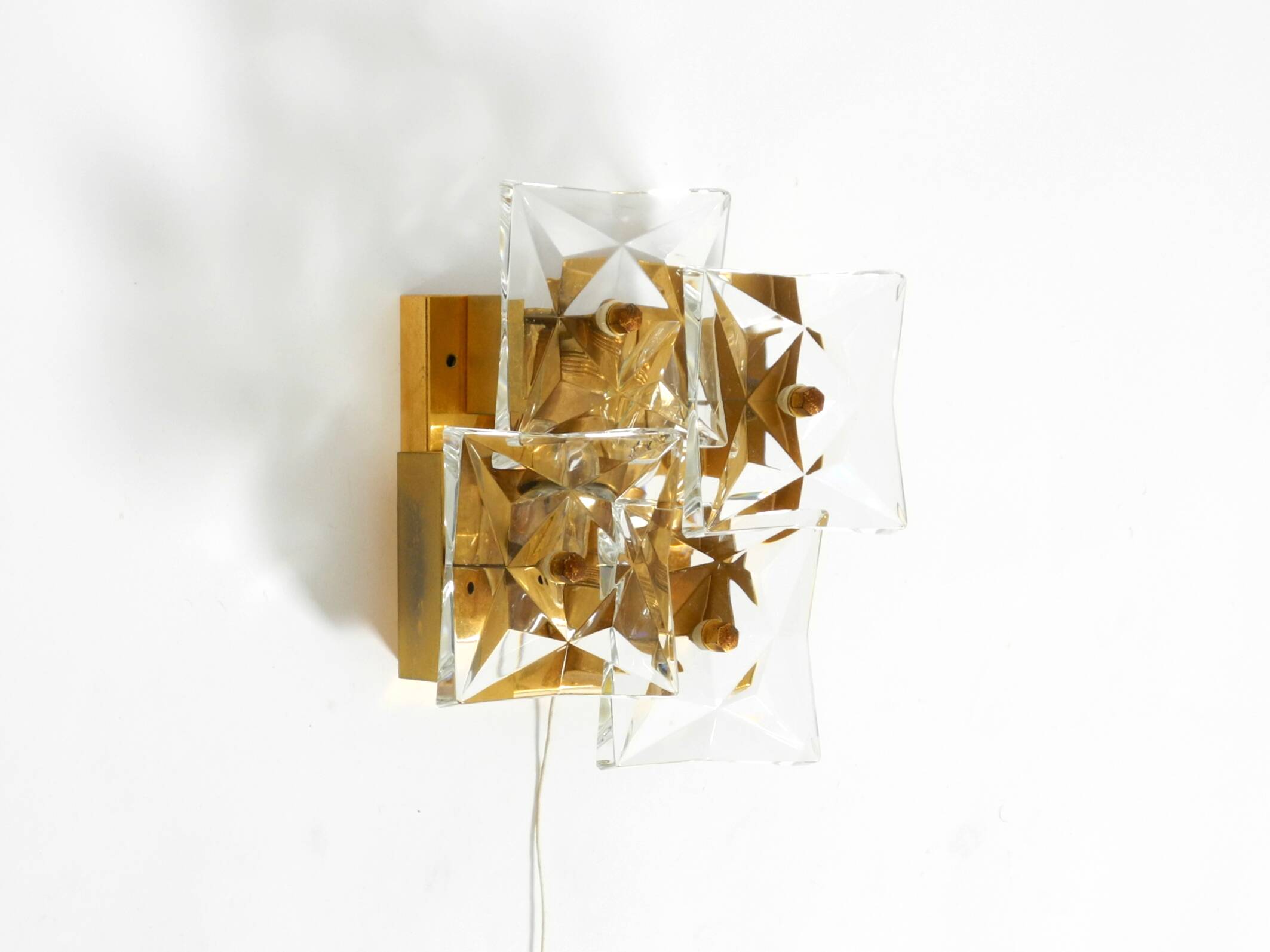 1960s Kinkeldey crystal glass and brass wall lamp in mint condition