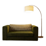 Vintage Two-seater Sofa, Deep Green Velvet, Cuschion patterns