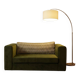 Vintage Two-seater Sofa, Deep Green Velvet, Cuschion patterns