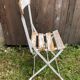 Vintage White Metal & Wood Folding Garden Chair