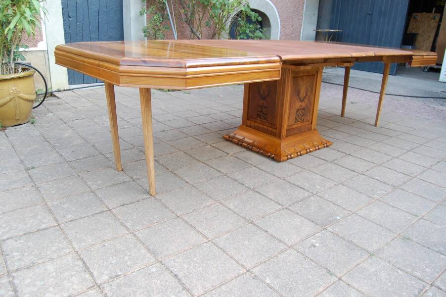 table art déco en noyer avec rallonges 14 couverts