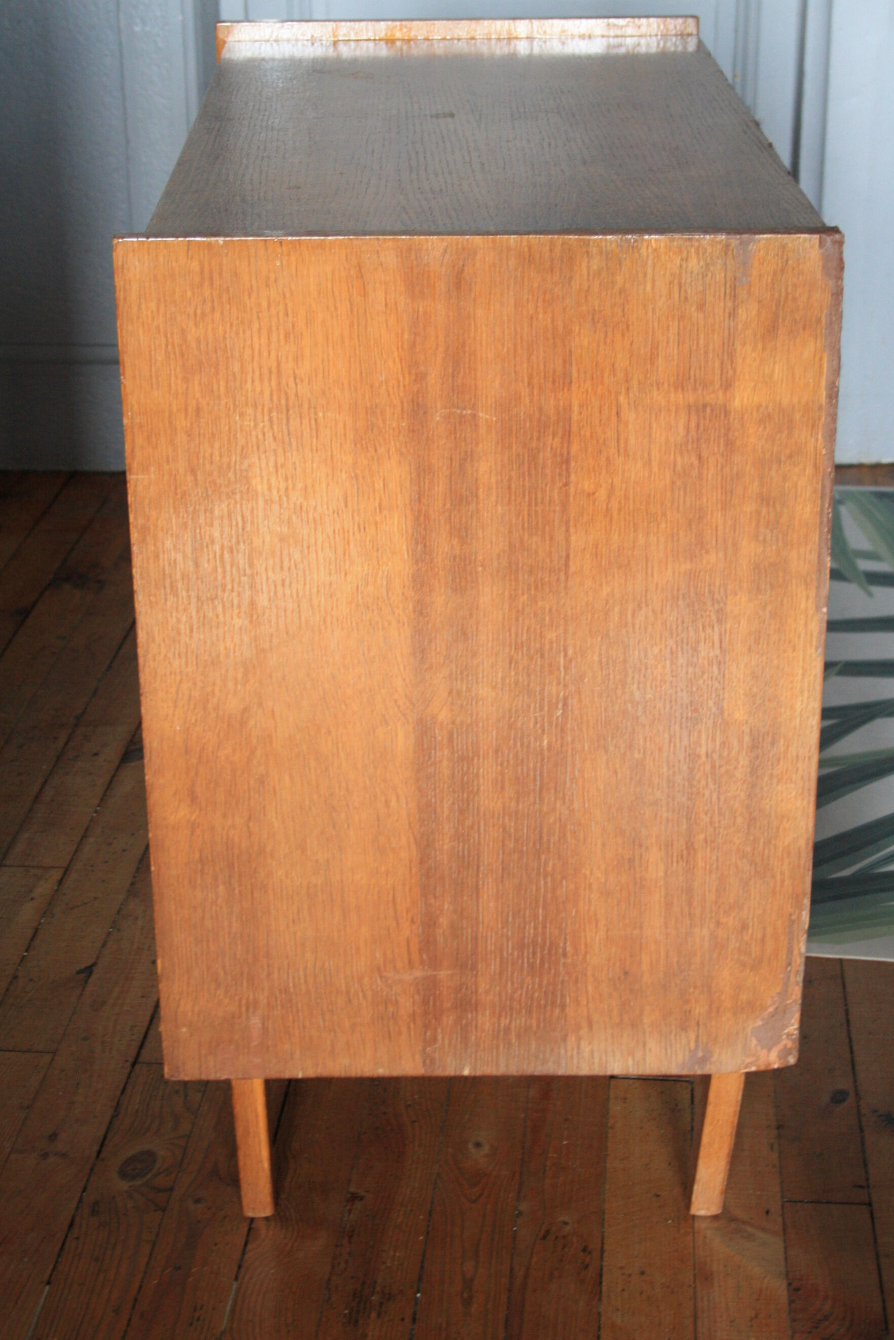 Vintage rattan wood chest of drawers