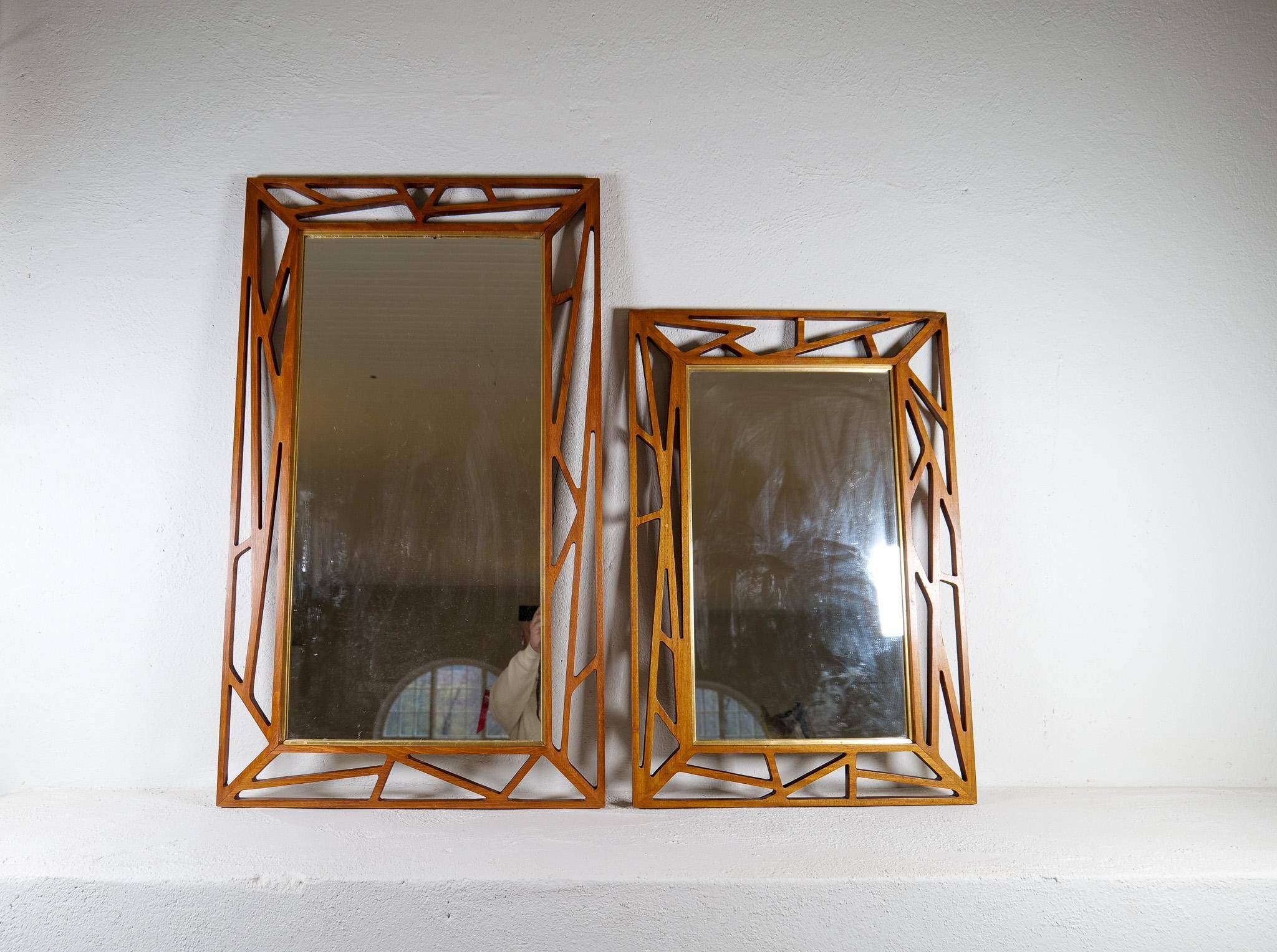Rare large mirror "Konkret" Mid-Century Yngve Ekström by Eden Spegel in Sweden