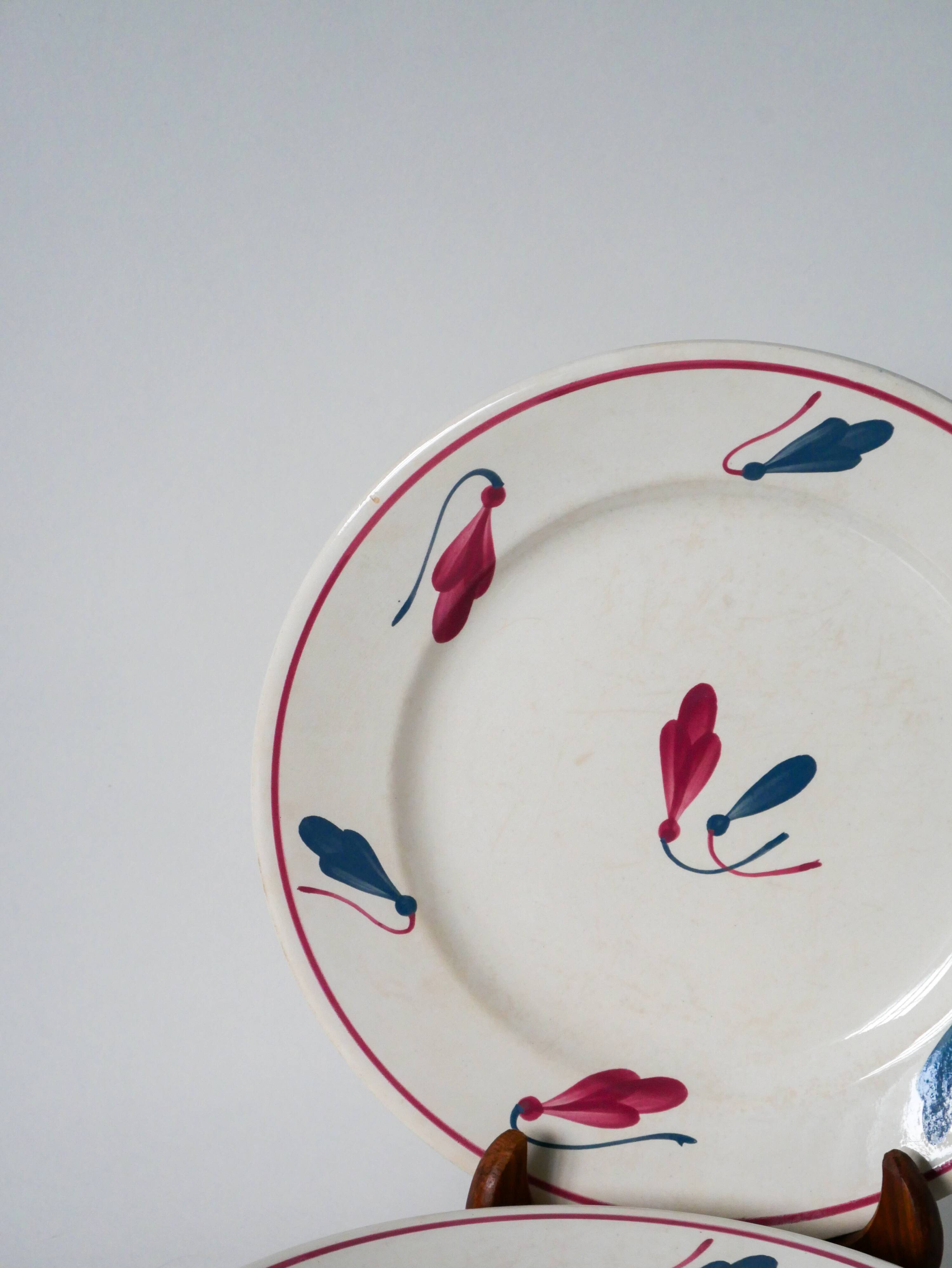 Set of 6 flat plates Givors model Perce-Neige 1950