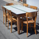 Wooden table formica top green vintage water