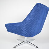 Vintage Cord armchair Shell, Deutsche Democratic Republic, DDR, 1960s, Blue