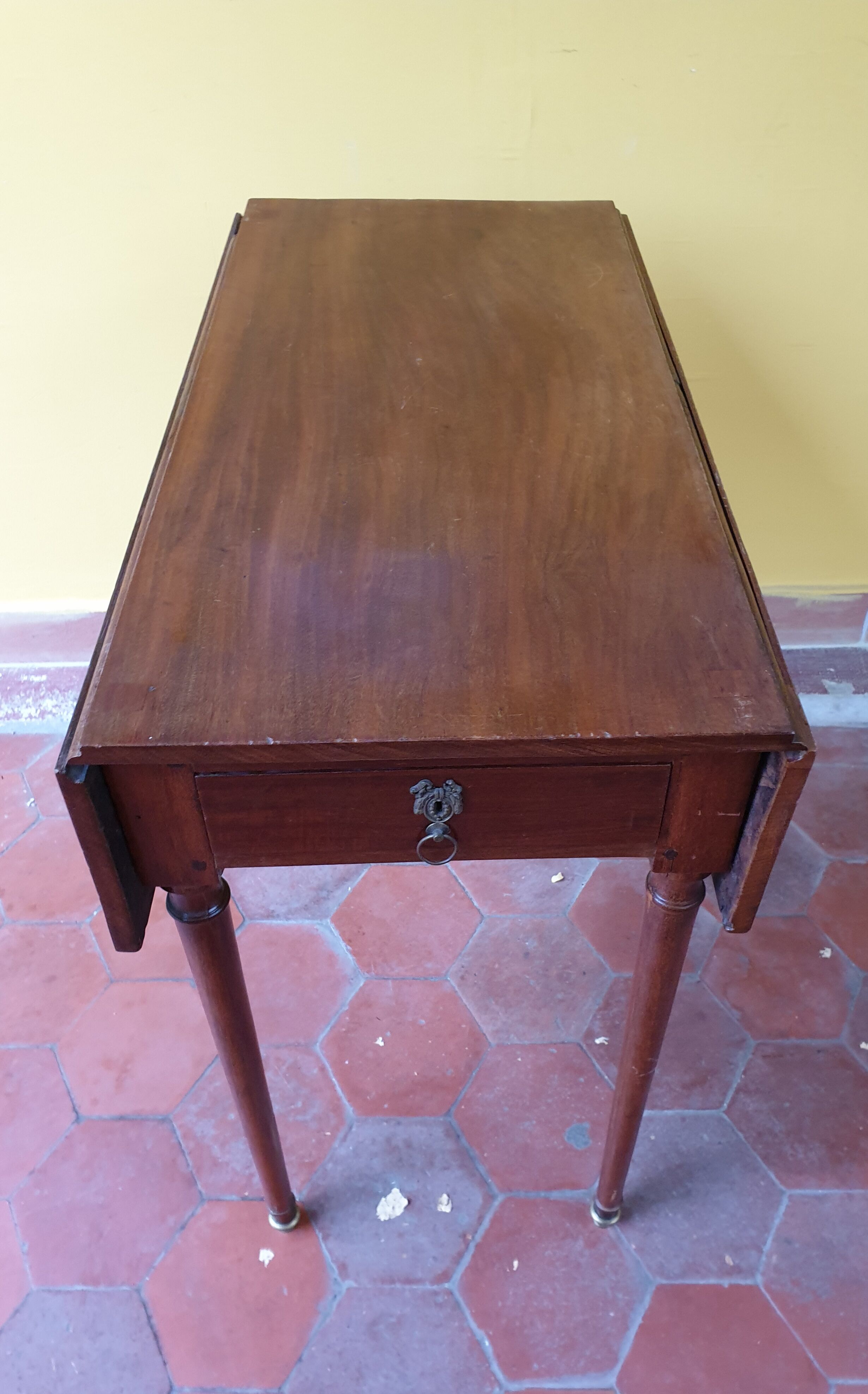 Old table with wooden shutters