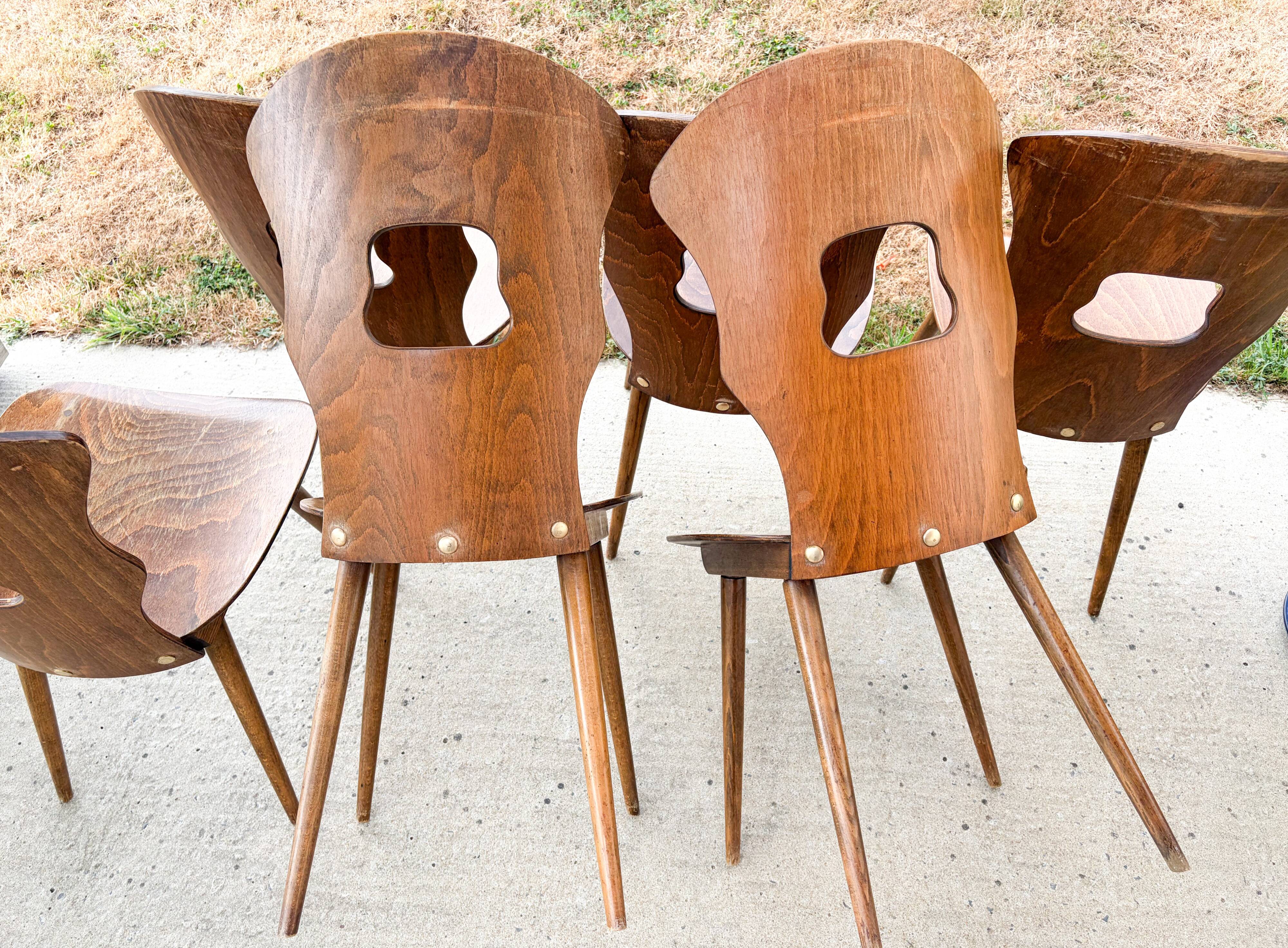 Lot de 6 chaises bistrot , modèle Gentiane , Baumann , 1960'