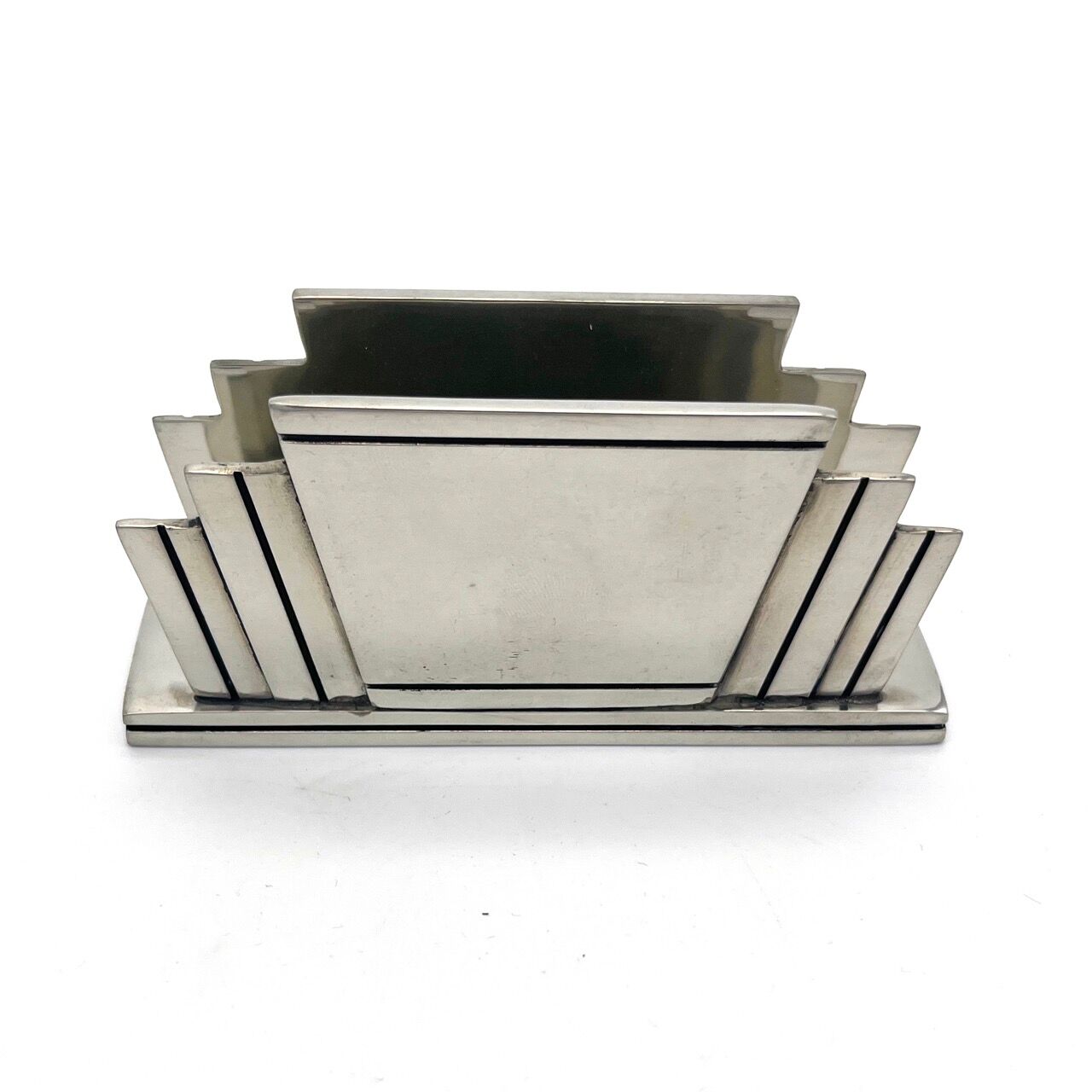 Royal signature - business card holder - art deco style - silver metal