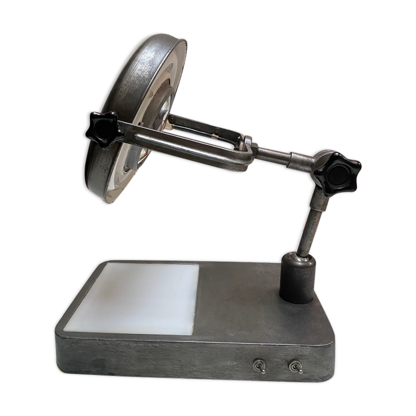 Vintage industrial magnifying lamp Jean Toulemonde 60s