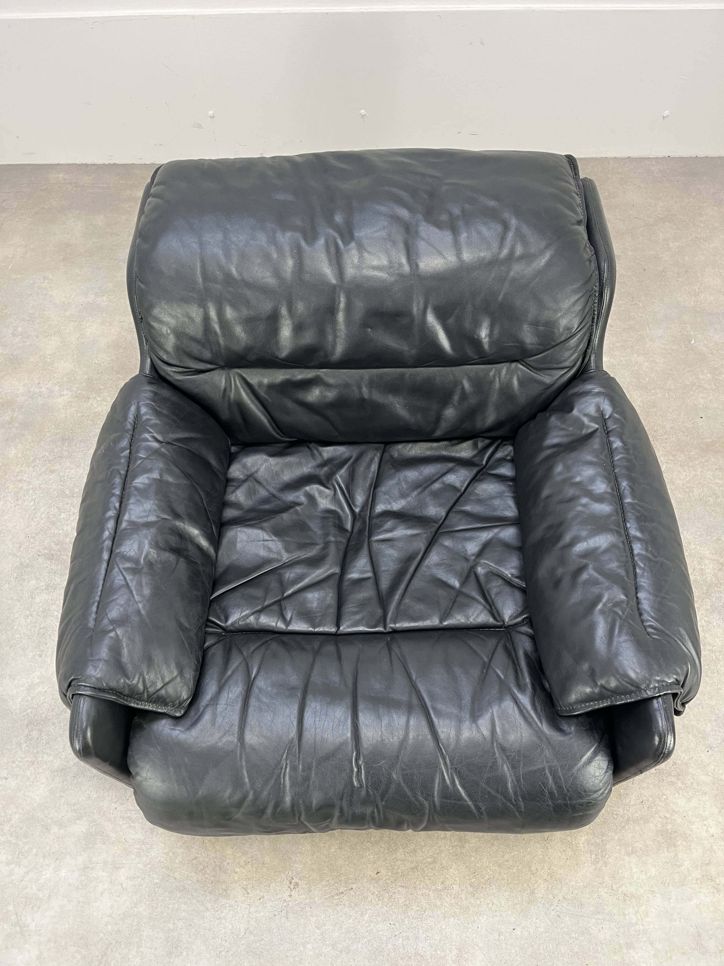 Fauteuil convertible cuir de Dreipunkt, années 70