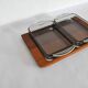 Danish Modern Teak Serving Tray with Glass Bowls by Wiggers, Denmark, 1960s